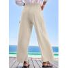 imageEVALESS Women Palazzo Pants Summer Casual Wide Leg High Waist Lounge Flowy Beach Trousers Travel Vacation OutfitsBeige