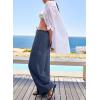 imageEVALESS Women Palazzo Pants Summer Casual Wide Leg High Waist Lounge Flowy Beach Trousers Travel Vacation OutfitsDark Grey