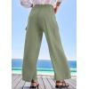 imageEVALESS Women Palazzo Pants Summer Casual Wide Leg High Waist Lounge Flowy Beach Trousers Travel Vacation OutfitsLaurel Green