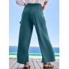 imageEVALESS Women Palazzo Pants Summer Casual Wide Leg High Waist Lounge Flowy Beach Trousers Travel Vacation OutfitsMineral Blue