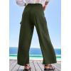 imageEVALESS Women Palazzo Pants Summer Casual Wide Leg High Waist Lounge Flowy Beach Trousers Travel Vacation OutfitsMoss Green