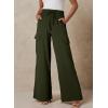imageEVALESS Women Palazzo Pants Summer Casual Wide Leg High Waist Lounge Flowy Beach Trousers Travel Vacation OutfitsMoss Green