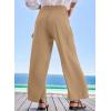imageEVALESS Women Palazzo Pants Summer Casual Wide Leg High Waist Lounge Flowy Beach Trousers Travel Vacation OutfitsParchment