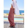 imageEVALESS Women Palazzo Pants Summer Casual Wide Leg High Waist Lounge Flowy Beach Trousers Travel Vacation OutfitsRose Pink