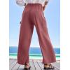imageEVALESS Women Palazzo Pants Summer Casual Wide Leg High Waist Lounge Flowy Beach Trousers Travel Vacation OutfitsRose Pink