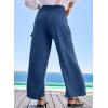 imageEVALESS Women Palazzo Pants Summer Casual Wide Leg High Waist Lounge Flowy Beach Trousers Travel Vacation OutfitsSail Blue