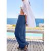 imageEVALESS Women Palazzo Pants Summer Casual Wide Leg High Waist Lounge Flowy Beach Trousers Travel Vacation OutfitsSail Blue