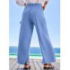 imageEVALESS Women Palazzo Pants Summer Casual Wide Leg High Waist Lounge Flowy Beach Trousers Travel Vacation OutfitsSky Blue