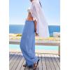 imageEVALESS Women Palazzo Pants Summer Casual Wide Leg High Waist Lounge Flowy Beach Trousers Travel Vacation OutfitsSky Blue
