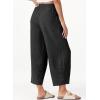 imageEVALESS Womens Baggy Wide Leg Pants Casual Drawstring Elastic Waisted Palazzo Harem Trousers with PocketsBlack