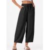 imageEVALESS Womens Baggy Wide Leg Pants Casual Drawstring Elastic Waisted Palazzo Harem Trousers with PocketsBlack