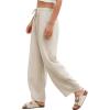imageEVALESS Womens Baggy Wide Leg Pants Casual Drawstring Elastic Waisted Palazzo Harem Trousers with PocketsJet Stream