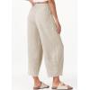 imageEVALESS Womens Baggy Wide Leg Pants Casual Drawstring Elastic Waisted Palazzo Harem Trousers with PocketsJet Stream