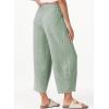 imageEVALESS Womens Baggy Wide Leg Pants Casual Drawstring Elastic Waisted Palazzo Harem Trousers with PocketsMist Green