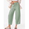 imageEVALESS Womens Baggy Wide Leg Pants Casual Drawstring Elastic Waisted Palazzo Harem Trousers with PocketsMist Green