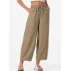 imageEVALESS Womens Baggy Wide Leg Pants Casual Drawstring Elastic Waisted Palazzo Harem Trousers with PocketsPale Khaki