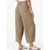 imageEVALESS Womens Baggy Wide Leg Pants Casual Drawstring Elastic Waisted Palazzo Harem Trousers with PocketsPale Khaki