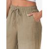 imageEVALESS Womens Baggy Wide Leg Pants Casual Drawstring Elastic Waisted Palazzo Harem Trousers with PocketsPale Khaki