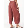 imageEVALESS Womens Baggy Wide Leg Pants Casual Drawstring Elastic Waisted Palazzo Harem Trousers with PocketsRed Clay