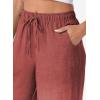 imageEVALESS Womens Baggy Wide Leg Pants Casual Drawstring Elastic Waisted Palazzo Harem Trousers with PocketsRed Clay