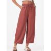 imageEVALESS Womens Baggy Wide Leg Pants Casual Drawstring Elastic Waisted Palazzo Harem Trousers with PocketsRed Clay