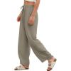 imageEVALESS Womens Baggy Wide Leg Pants Casual Drawstring Elastic Waisted Palazzo Harem Trousers with PocketsSimply Taupe