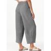 imageEVALESS Womens Baggy Wide Leg Pants Casual Drawstring Elastic Waisted Palazzo Harem Trousers with PocketsSleet