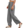 imageEVALESS Womens Baggy Wide Leg Pants Casual Drawstring Elastic Waisted Palazzo Harem Trousers with PocketsSleet