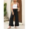 imageEVALESS Womens Wide Leg Pants Drawstring Elastic High Waisted Ruffle Hem Palazzo Pants with PocketsBlack