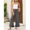 imageEVALESS Womens Wide Leg Pants Drawstring Elastic High Waisted Ruffle Hem Palazzo Pants with PocketsGrey