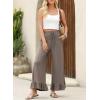 imageEVALESS Womens Wide Leg Pants Drawstring Elastic High Waisted Ruffle Hem Palazzo Pants with PocketsLigh Brown