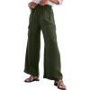 imageEVALESS Women Palazzo Pants Summer Casual Wide Leg High Waist Lounge Flowy Beach Trousers Travel Vacation OutfitsMoss Green