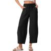 imageEVALESS Womens Baggy Wide Leg Pants Casual Drawstring Elastic Waisted Palazzo Harem Trousers with PocketsBlack