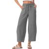 imageEVALESS Womens Baggy Wide Leg Pants Casual Drawstring Elastic Waisted Palazzo Harem Trousers with PocketsSleet