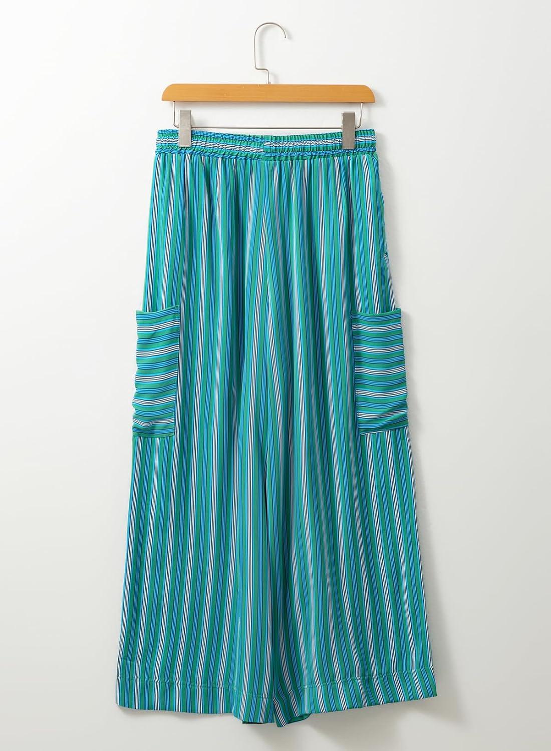 imageEVALESS Women Palazzo Pants Summer Casual Wide Leg High Waist Lounge Flowy Beach Striped Trousers Travel Vacation OutfitsBlue Stripe
