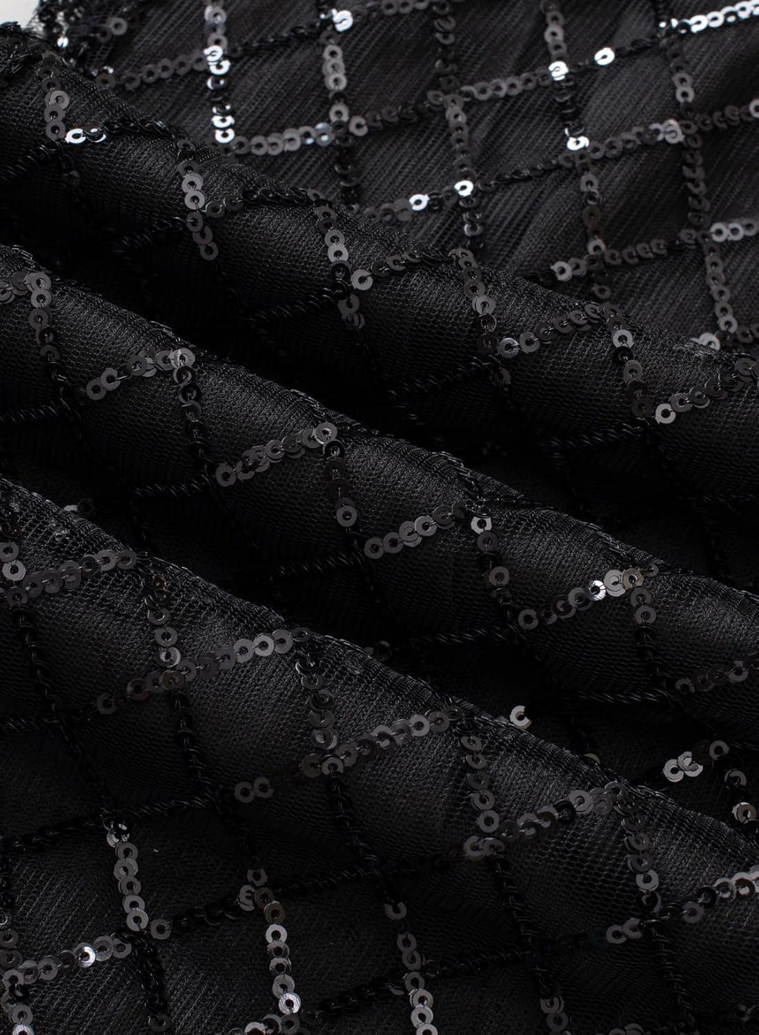 imageEVALESS Women Sequin Pants Sparkly Glitter High Waisted Wide Leg Flare Trousers Bell Bottom Night Out ClubwearBlack Stripe