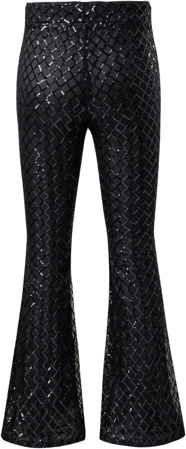 imageEVALESS Women Sequin Pants Sparkly Glitter High Waisted Wide Leg Flare Trousers Bell Bottom Night Out ClubwearBlack Stripe