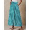 imageEVALESS Women Palazzo Pants Summer Casual Wide Leg High Waist Lounge Flowy Beach Striped Trousers Travel Vacation OutfitsBlue Stripe