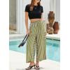 imageEVALESS Women Palazzo Pants Summer Casual Wide Leg High Waist Lounge Flowy Beach Striped Trousers Travel Vacation OutfitsGreen Stripe