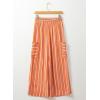 imageEVALESS Women Palazzo Pants Summer Casual Wide Leg High Waist Lounge Flowy Beach Striped Trousers Travel Vacation OutfitsOrange Stripe