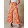 imageEVALESS Women Palazzo Pants Summer Casual Wide Leg High Waist Lounge Flowy Beach Striped Trousers Travel Vacation OutfitsOrange Stripe