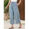 imageEVALESS Women Palazzo Pants Summer Casual Wide Leg High Waist Lounge Flowy Beach Striped Trousers Travel Vacation OutfitsSky Blue Stripe