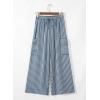imageEVALESS Women Palazzo Pants Summer Casual Wide Leg High Waist Lounge Flowy Beach Striped Trousers Travel Vacation OutfitsSky Blue Stripe
