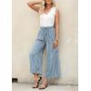 imageEVALESS Women Palazzo Pants Summer Casual Wide Leg High Waist Lounge Flowy Beach Striped Trousers Travel Vacation OutfitsSky Blue Stripe