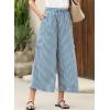 imageEVALESS Women Palazzo Pants Summer Casual Wide Leg High Waist Lounge Flowy Beach Striped Trousers Travel Vacation OutfitsSky Blue Stripe