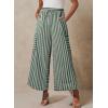 imageEVALESS Women Palazzo Pants Summer Casual Wide Leg High Waist Lounge Flowy Beach Striped Trousers Travel Vacation OutfitsVineyard Green