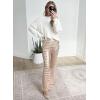 imageEVALESS Women Sequin Pants Sparkly Glitter High Waisted Wide Leg Flare Trousers Bell Bottom Night Out ClubwearApricot