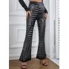 imageEVALESS Women Sequin Pants Sparkly Glitter High Waisted Wide Leg Flare Trousers Bell Bottom Night Out ClubwearBlackwhite