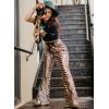 imageEVALESS Women Sequin Pants Sparkly Glitter High Waisted Wide Leg Flare Trousers Bell Bottom Night Out ClubwearBrown