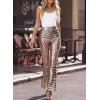 imageEVALESS Women Sequin Pants Sparkly Glitter High Waisted Wide Leg Flare Trousers Bell Bottom Night Out ClubwearBrown